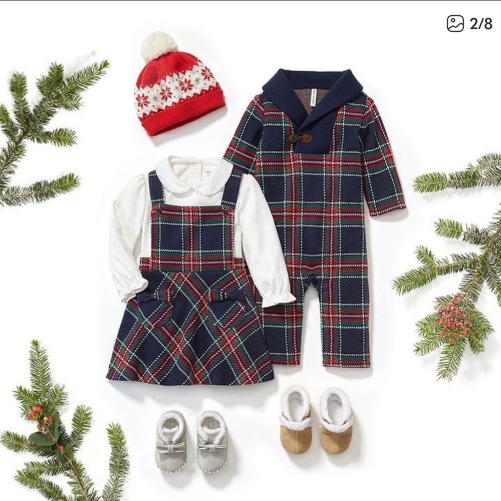 Janie and Jack Navy Plaid Romper - Picture 6 of 6